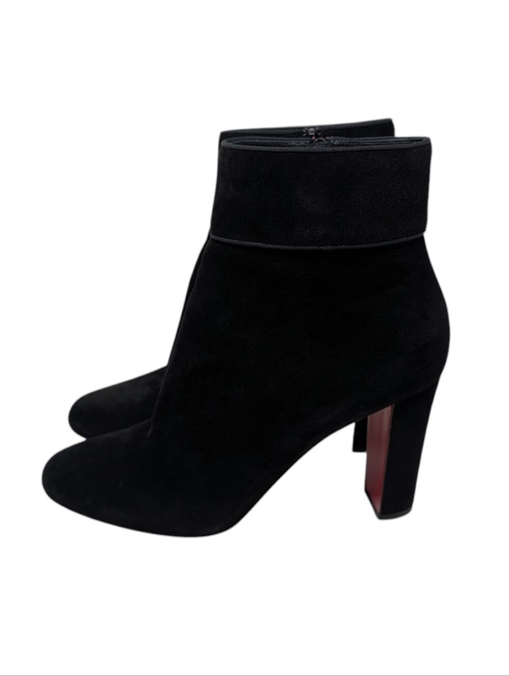 Christian Louboutin Black Velour Suede Moulamax 85 Heeled Boot Size EU 40